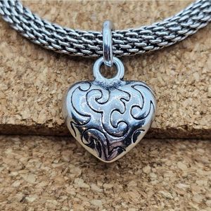SILVER THICK PAISLEY HEART DANGLE CHARM FOR BRIGHTON